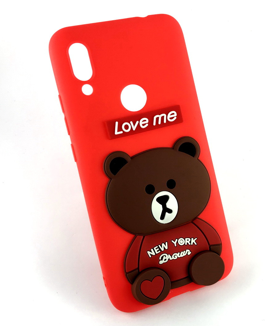 

Чехол для Xiaomi Redmi 7 накладка силиконовый бампер противоударный Bear Love Me красный