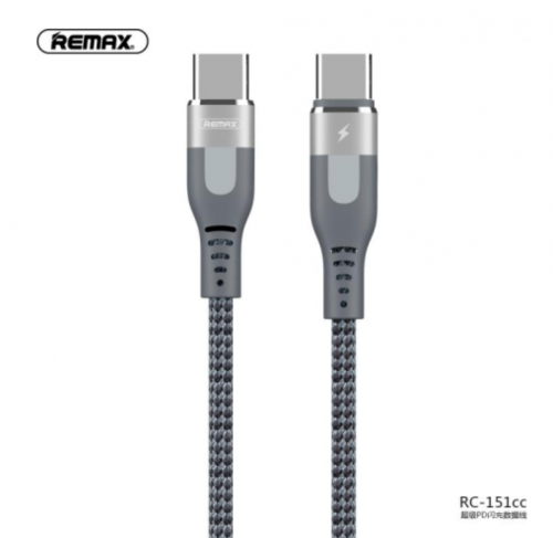 

USB кабель Remax RC-151cc Type-C Type-C Silver 1m Fast Charging серебристый, Черный