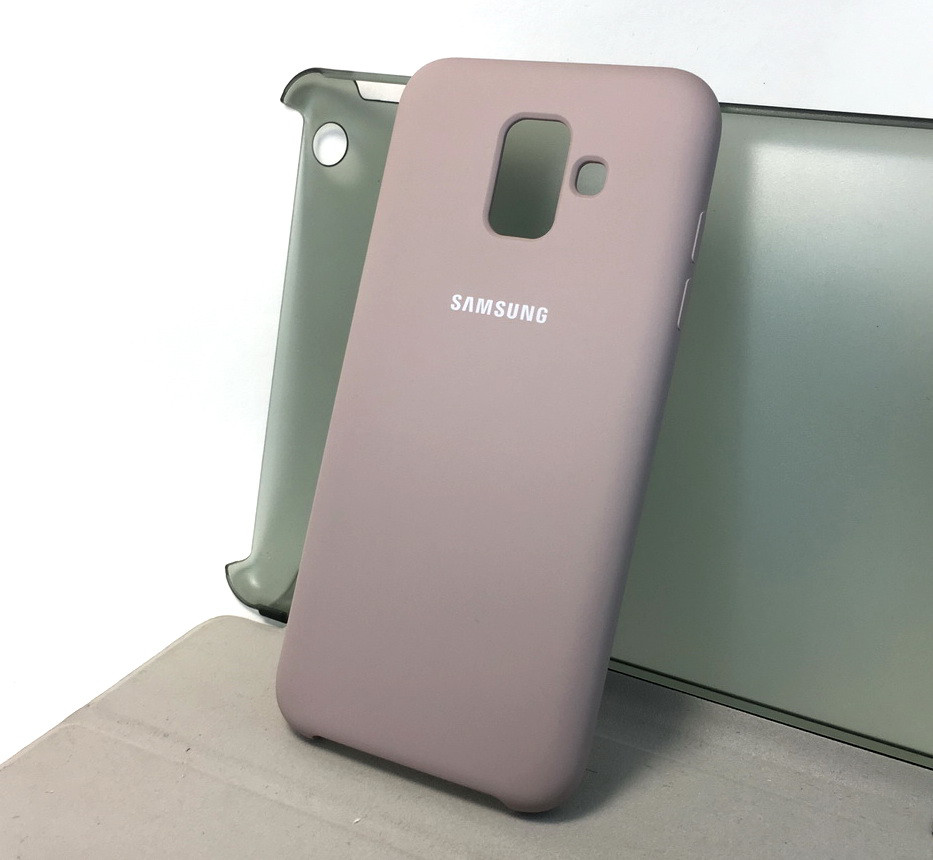 

Чехол накладка для Samsung A6 2018 A600 на заднюю панель Silicone Cover, Бежевый