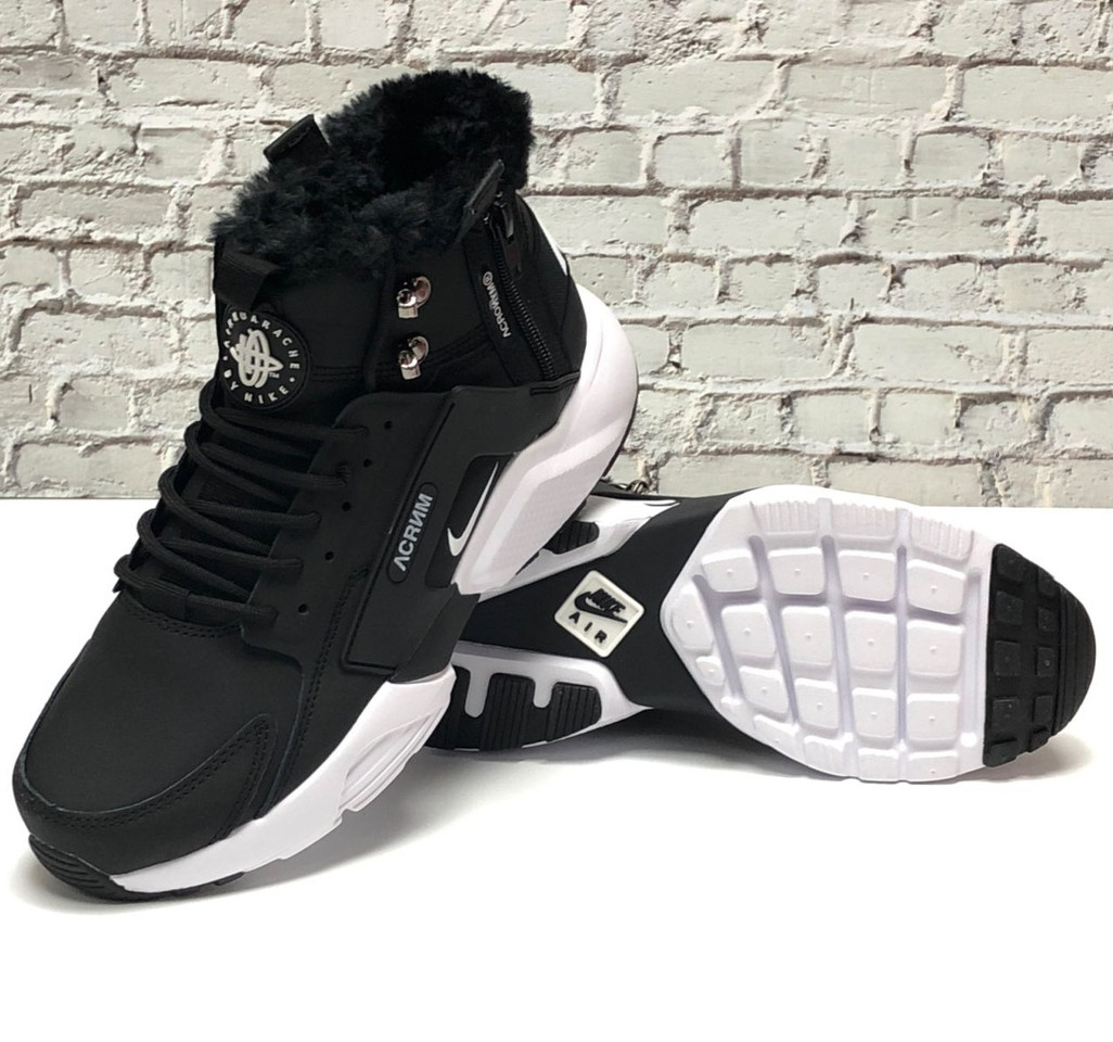 

Мужские зимние кроссовки в стиле Nike Air Huarache x ACRONYM City, (с мехом), черно-белый, Вьетнам 43