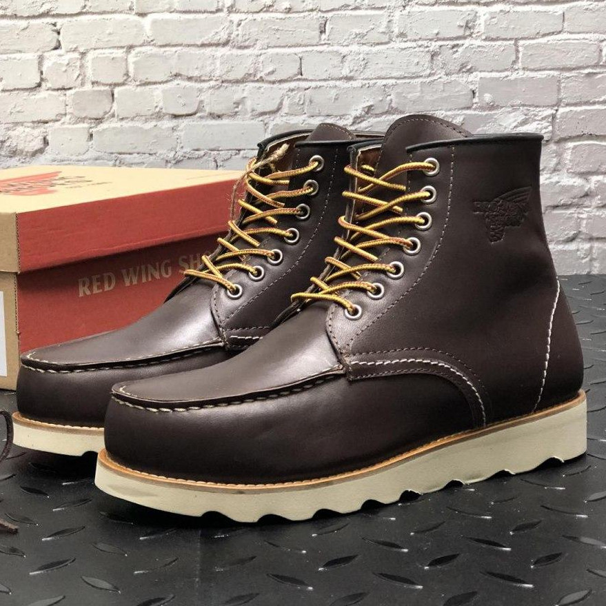 

Мужские зимние ботинки в стиле Red Wing Classic Moc, натуральная кожа, (с мехом), коричневый, США 43