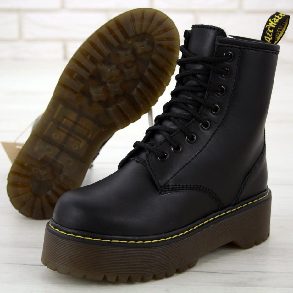 

Женские зимние ботинки в стиле Dr.Martens Jadon, кожа, (с мехом), черный, Китай 37