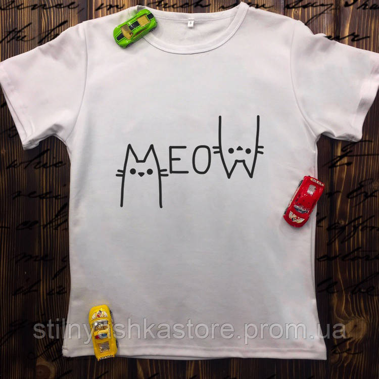 

Мужская футболка с принтом - Котики MEOW