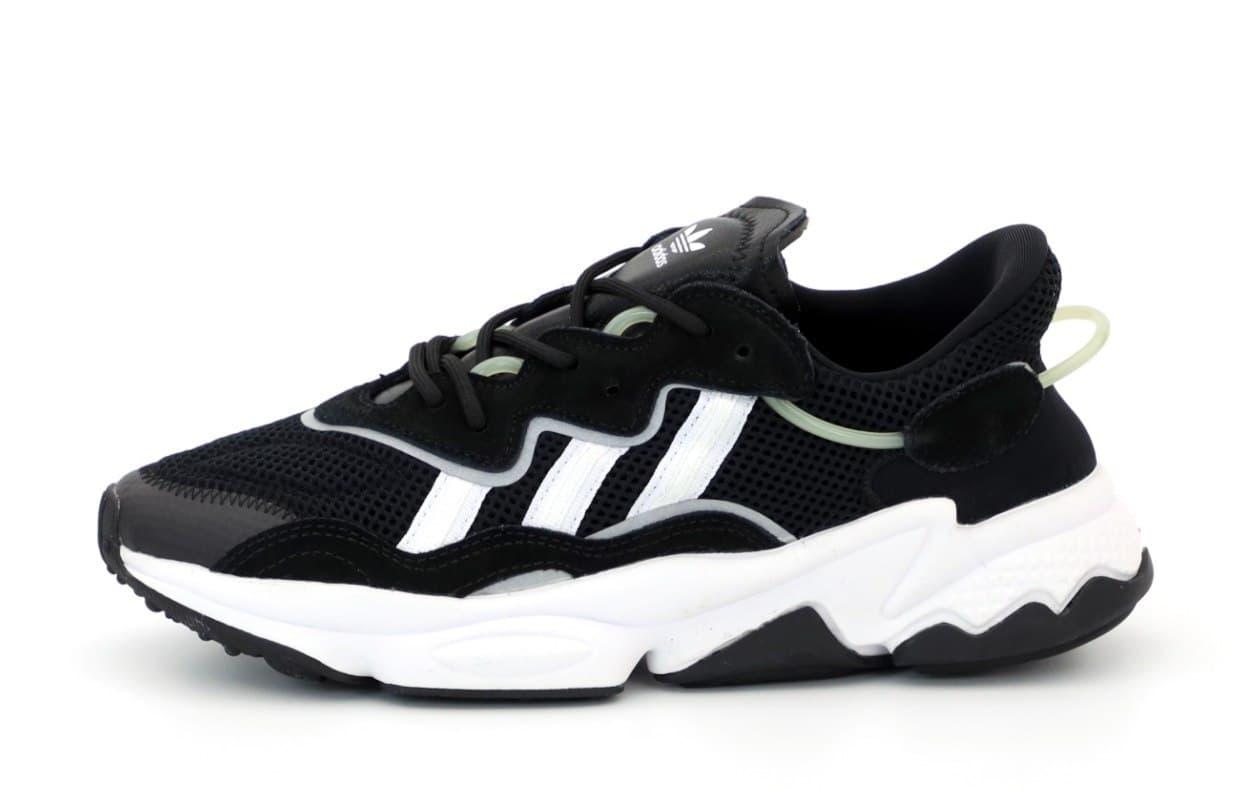

Рефлективные женские кроссовки Adidas Ozweego Adiprene Black White / Адидас Озвиго Черные Белые, Черный