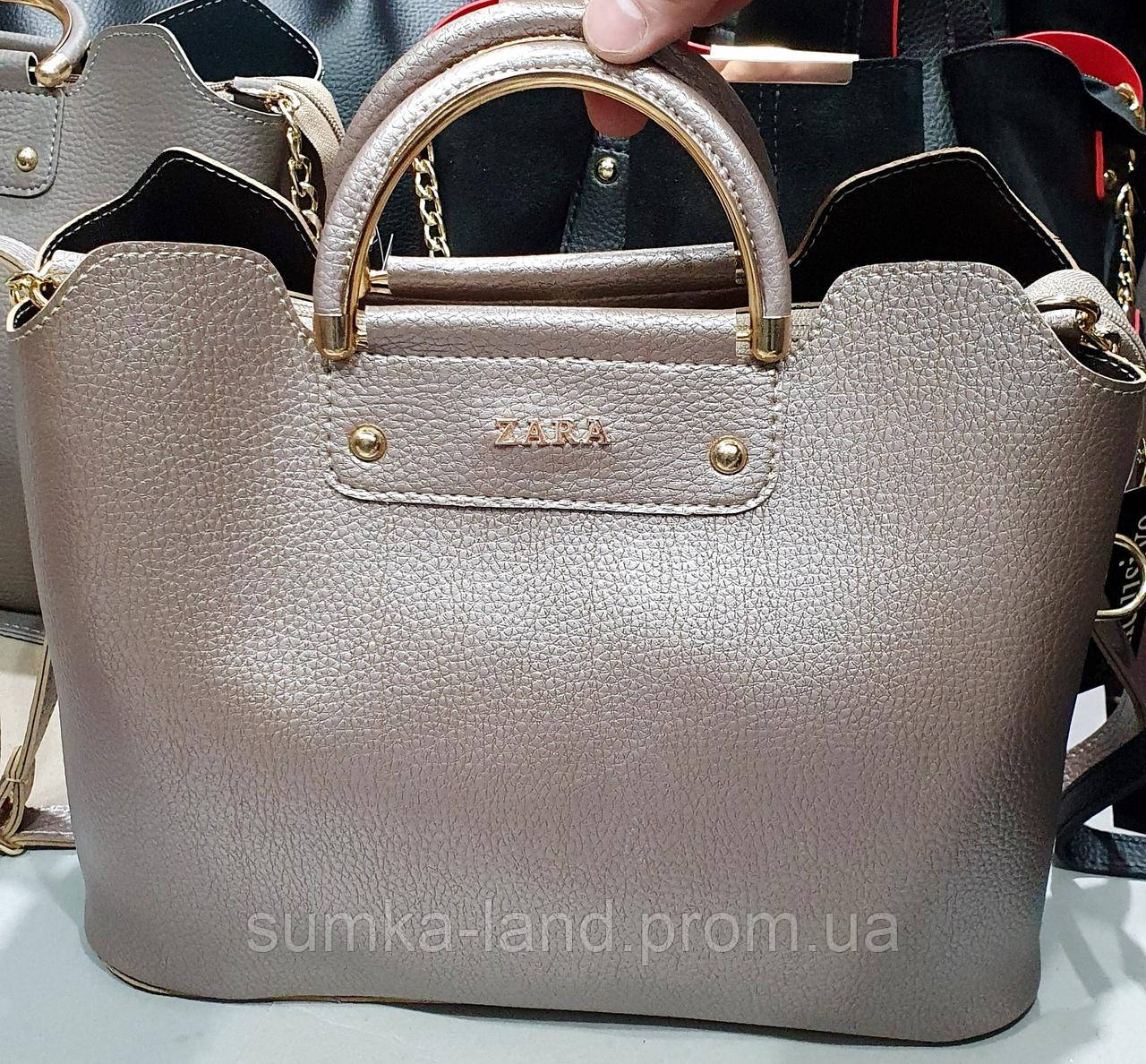 

Женская бронзовая сумка Zara с боковыми карманами на магнитах 33*26 см, Разные цвета