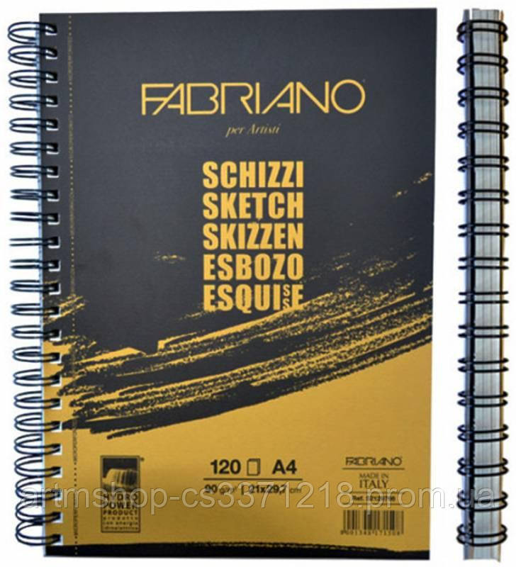 

Альбом для эскизов на спирали Schizzi Sketch А4 (21х29,7см), 90г/м2, 120л., Fabriano~#~Альбом для ескізів на