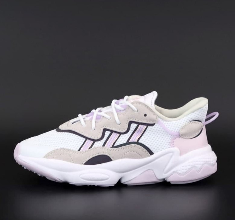 

Женские рефлективные кроссовки Adidas Ozweego Adiprene White Beige Lilac / Адидас Озвиго Белые Бежевые Лиловые, Белый