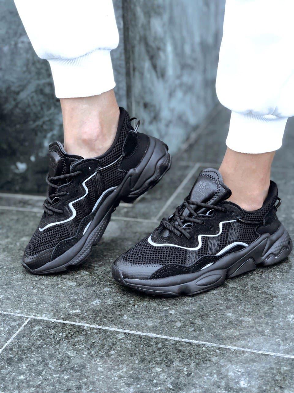

Женские кроссовки Adidas Ozweego Adiprene Reflective Black / Адидас Озвиго Черные Рефлективные, Черный