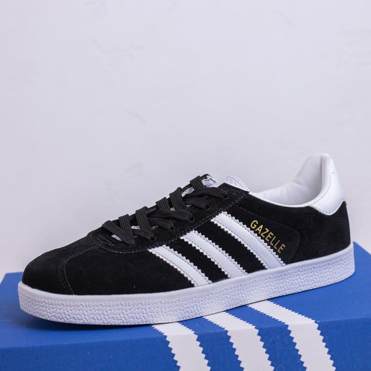 

Мужские Кроссовки Adidas Gazelle Black White / Адидас Газель Черные Белые, Черно-белый