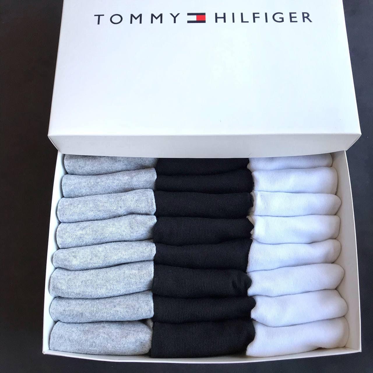 

Комплект мужских носков Tommy Hilfiger 30 пар в коробке хлопок, подарочный набор короб серый