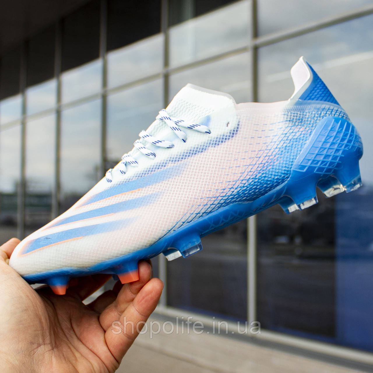 

Бутсы Adidas X Ghosted.1 FG white/blue (39-45) 42, Белый