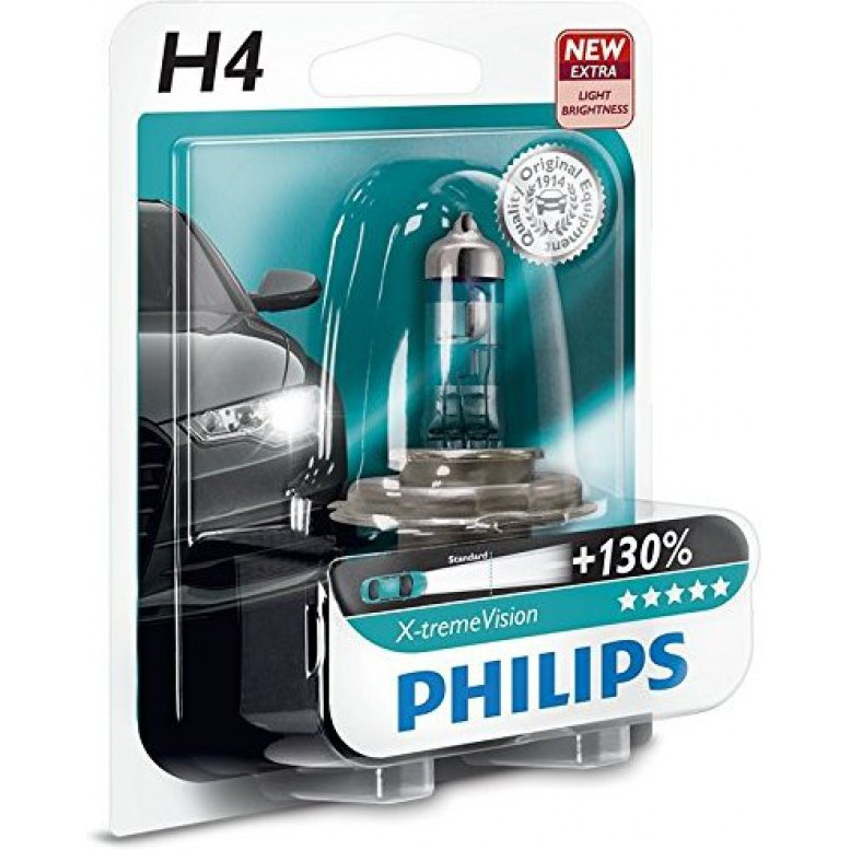 

Авто лампа H4 60/55W 12V +130% PHILIPS оригинал с гарантией! P43t X-treme Vision