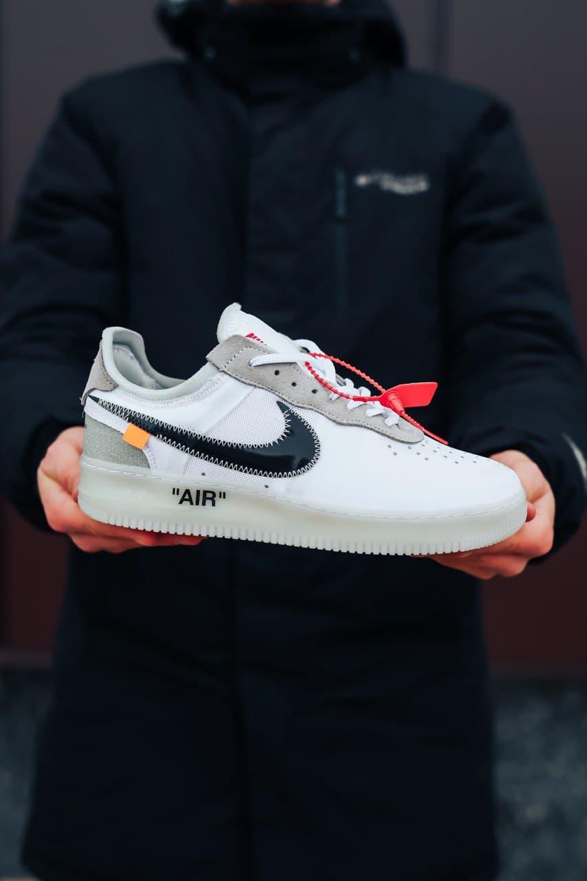 

Мужские кроссовки Nike Air Force 1 Off-White White Black / Найк Аир Форс 1 Оф-Вайт Белые Черные 43, Белый