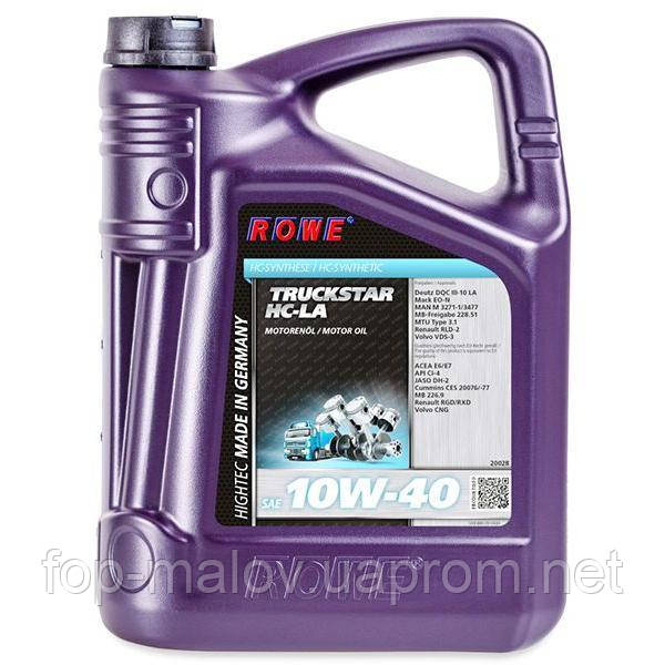 

Моторное масло Rowe Hightec Truckstar Hc-la 10W-40 20л.