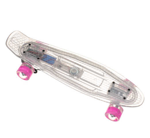 

Пенни Борд - скейт Penny Board 850 прозрачный белый | USB пенниборд скейтборд с LED подсветкой деки и колес