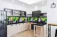 Скинали на кухню  Орхідея і бамбук 650х2500 мм салатовий вінілова 3Д Наліпка кухонний фартух, фото 5