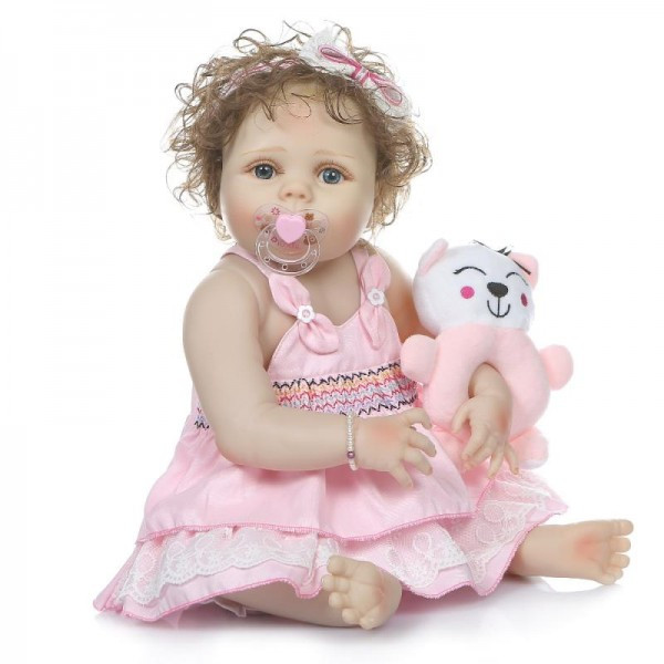 

Силиконовая коллекционная кукла Reborn Doll Девочка Настенька 57 См игрушка для девочки кукла лялька пупс