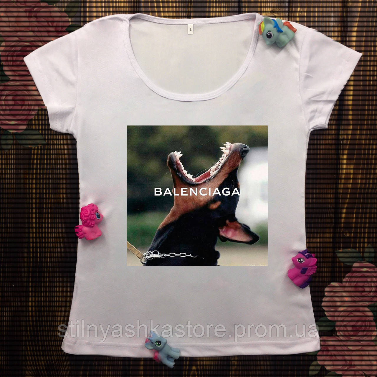 

Женская футболка с принтом - Balenciaga, Белый