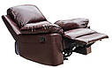 Кресло-рклайнер,кожанное , коричневое , Брайтон, фото 3
