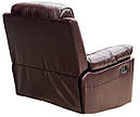 Кресло-рклайнер,кожанное , коричневое , Брайтон, фото 4