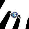 Кольцо натуральный Сапфир (Африка) и (SKY BLUE) Топаз. (Размер 18) Серебро 925, покрытие белым золотом, фото 3