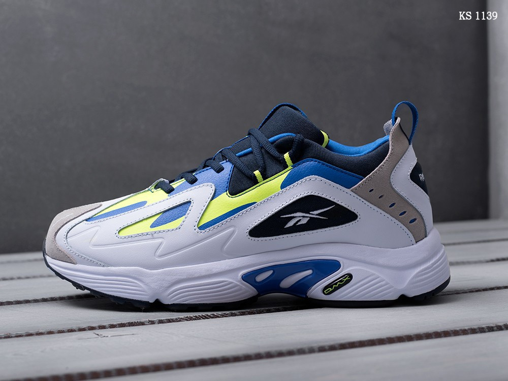 

Мужские кроссовки Reebok Рибок DMX, кожа, белые с синим 45 (29 см), Белый