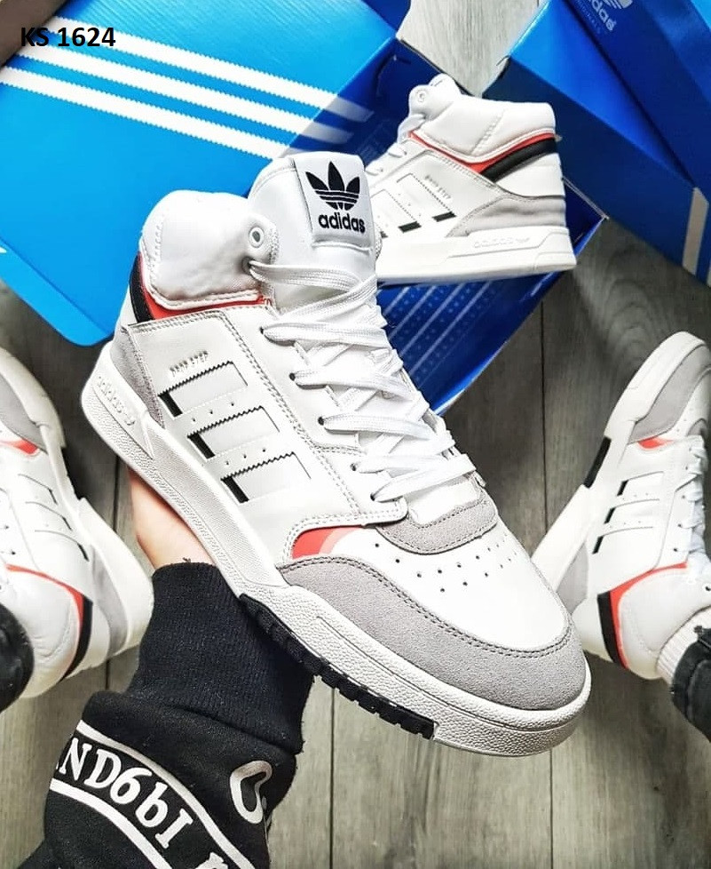 

Мужские кроссовки в стиле Adidas Адидас Drop Step Hight, белые с серым 43 (27,5 см), Белый