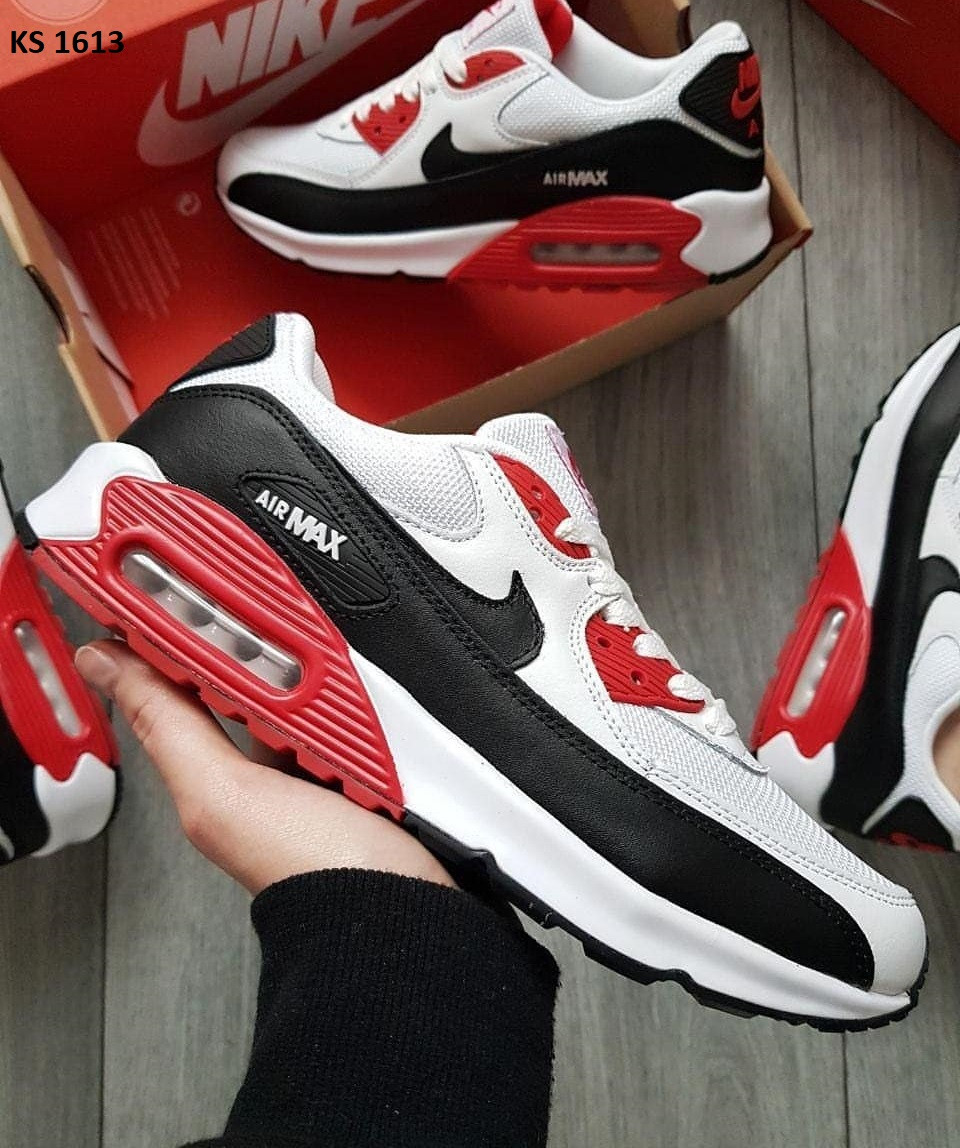 

Мужские кроссовки в стиле Nike Найк Air Max 90, белые с красным 45 (29 см), Разные цвета