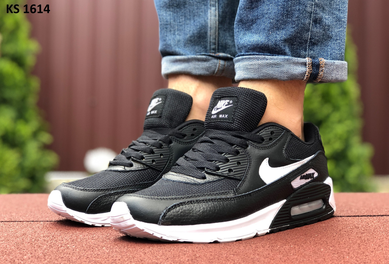 

Мужские кроссовки в стиле Nike Найк Air Max 90, черные с белым 43 (27,5 см), Черно-белый