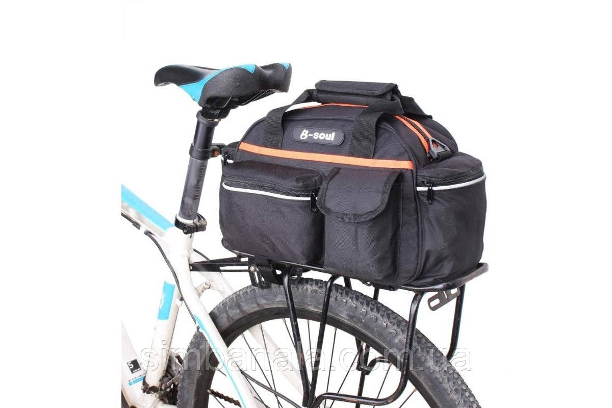 Велосумка на багажник BC-BG163 40*16*21cm 15L черно-оранжевый