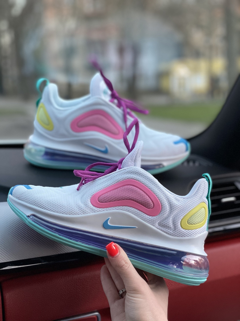 

Кроссовки женские Nike Air Max 720 белые с розовым, Найк Аир Макс 720, текстильные, код FL-3183 Да, 38, Белый