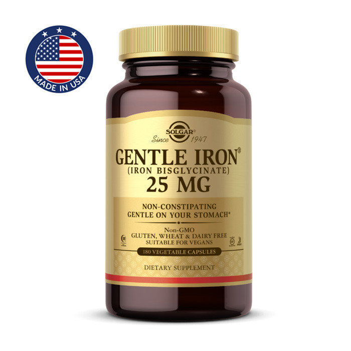 

Легкодоступное железо Solgar Gentle Iron 25 mg (180 veg caps)