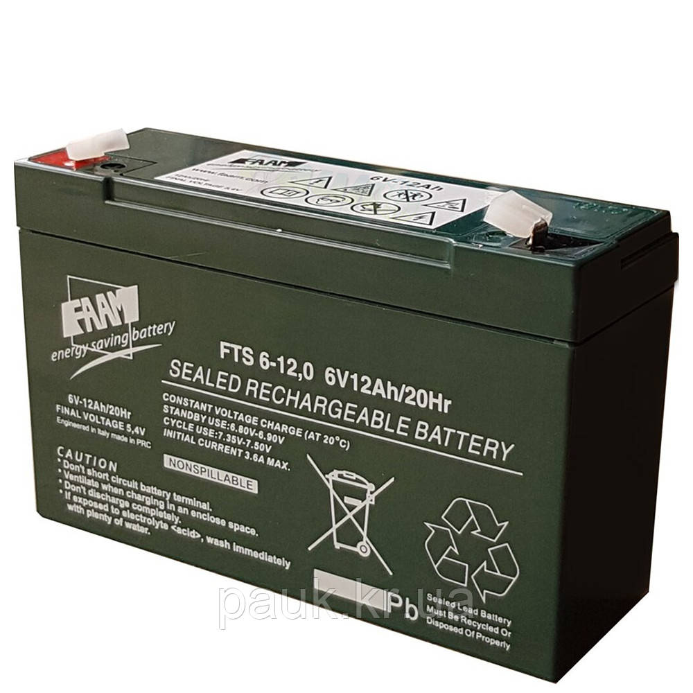 Аккумулятор FAAM FTS 6V-12.0A, стационарная аккумуляторная батарея ИБП(UPS)