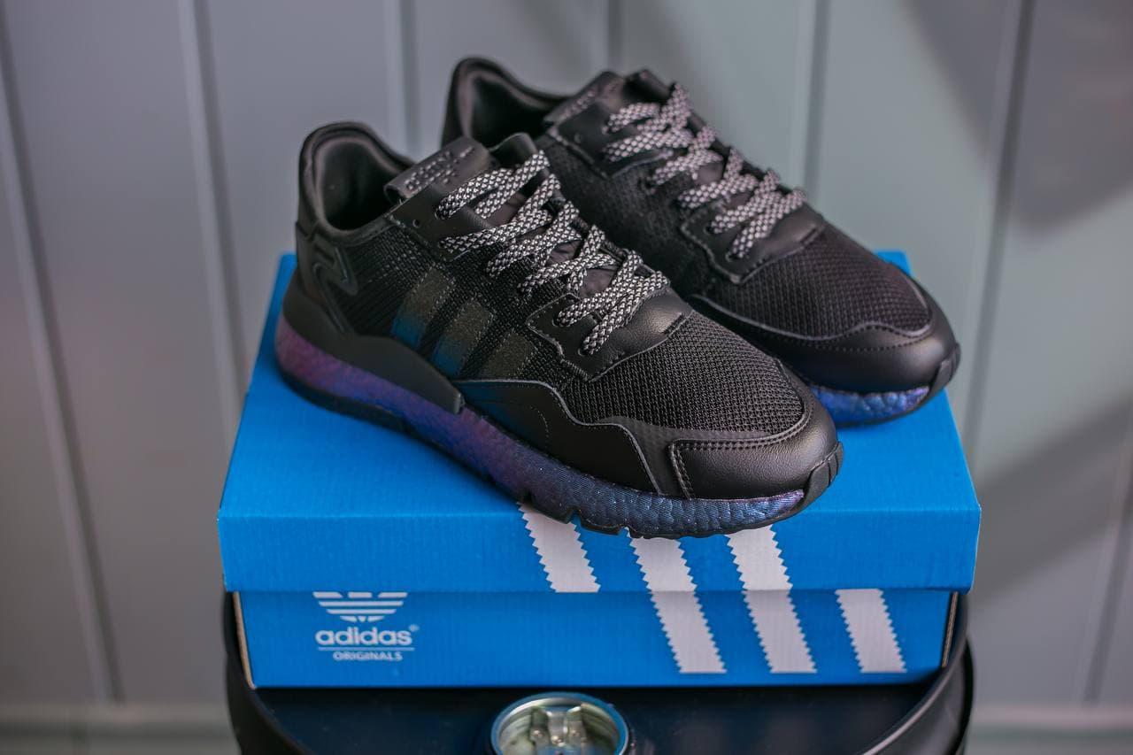 

Мужская обувь Adidas Nite Jogger Black Hameleon. Кроссовки для парней Адидас Нит Джоггер черного цвета., Черный