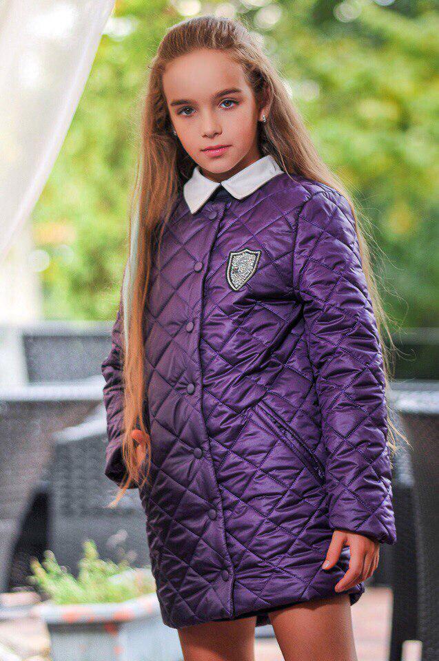

Стеганое детское пальто для девочки "M" с карманами Фиолетовый, 152