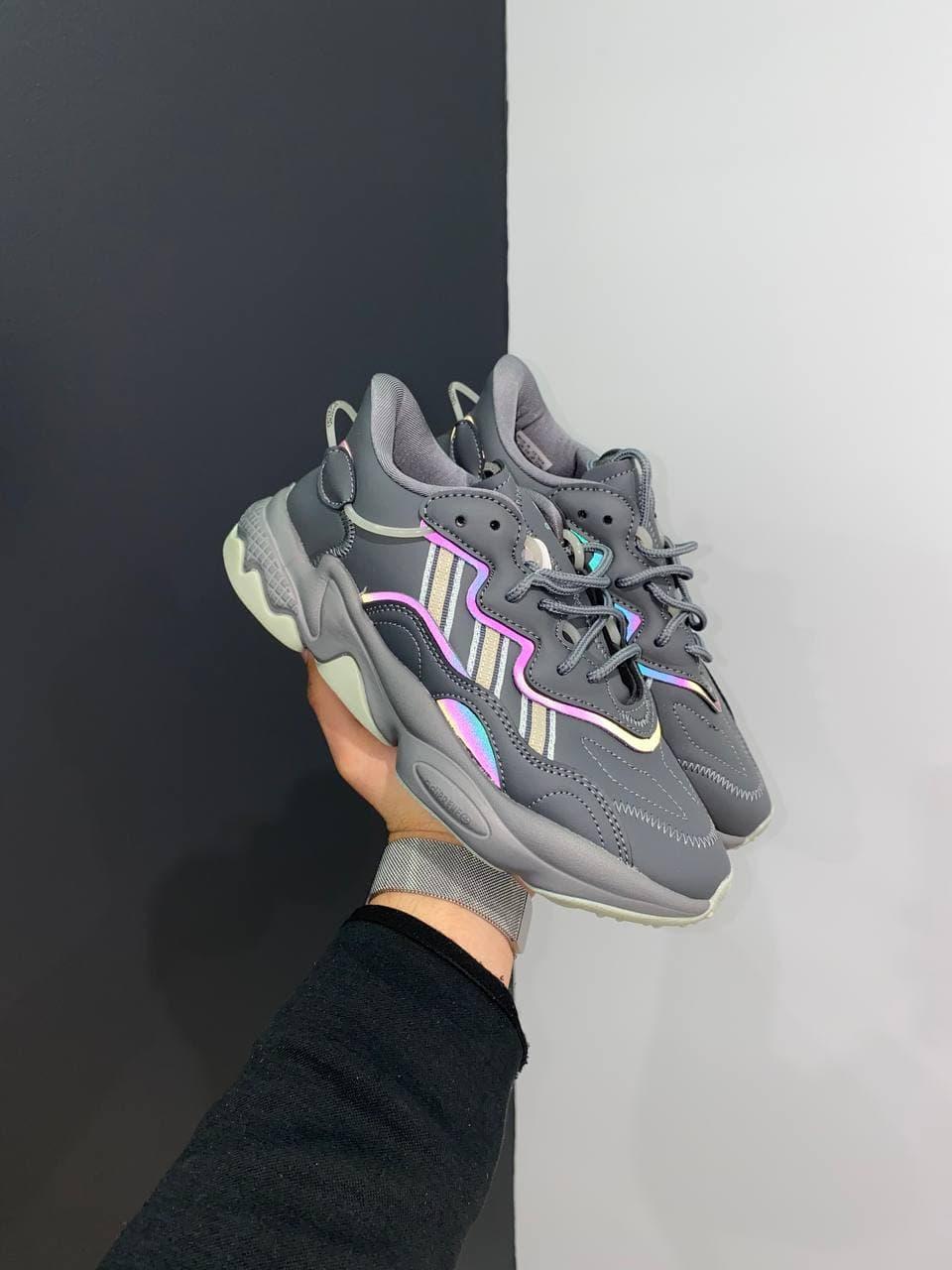 

Женские рефлективные кроссовки Adidas Ozweego Dark Grey / Адидас Озвиго Темные Серые 41, Серый