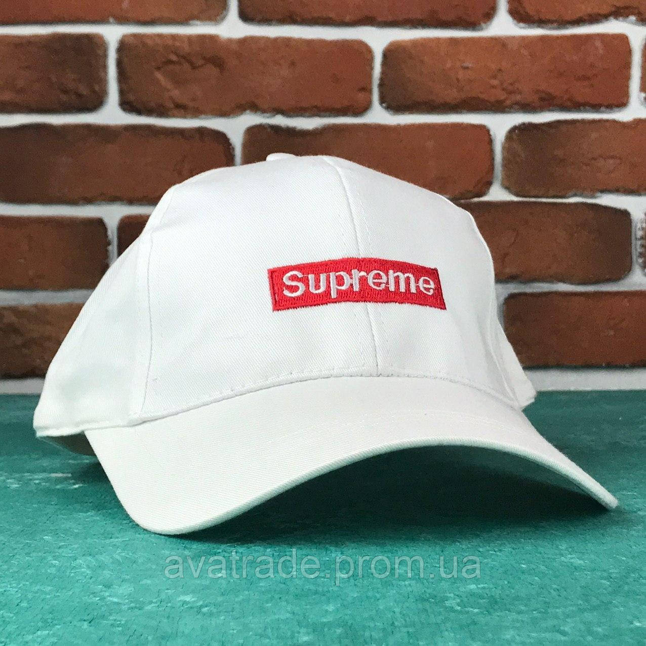 

Кепка Бейсболка Мужская Женская Supreme Белая с красной полосой, Белый