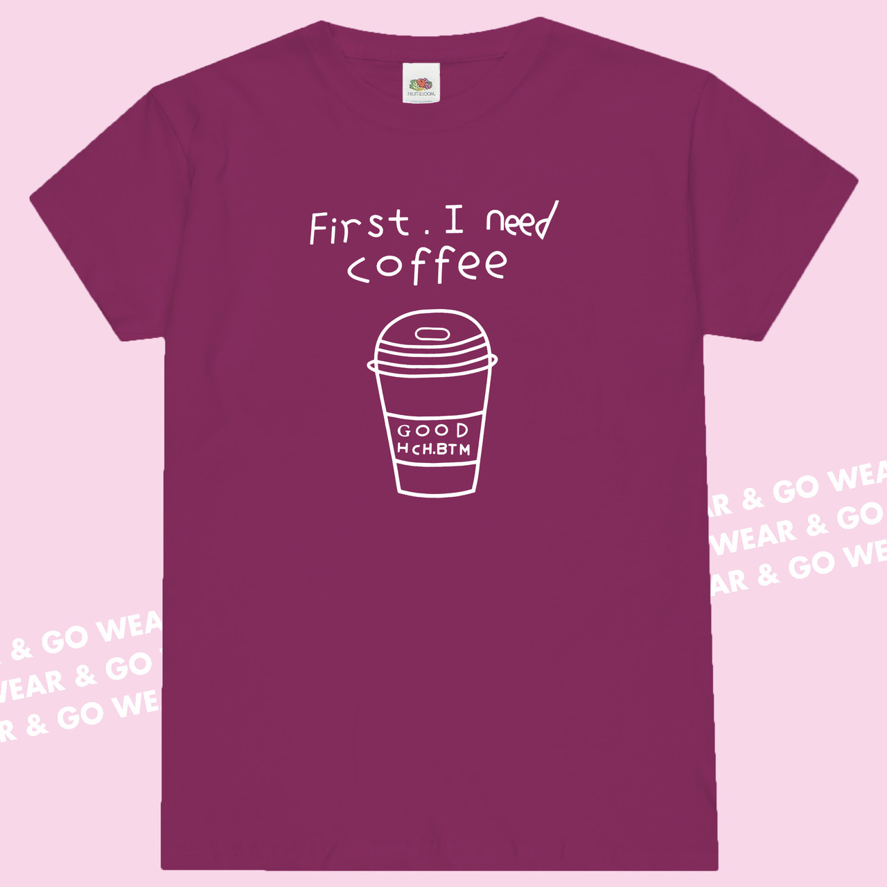 Мужская футболка с принтом "Кофе" , "Good Morning" Бордовый, XL