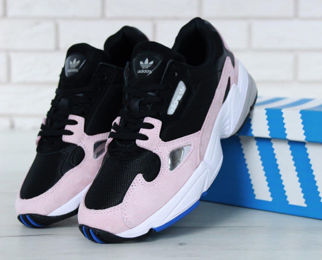 

Женские кроссовки Adidas Falcon Black Pink White / Адидас Фалкон Черные Розовые Белые 37, Черно-белый