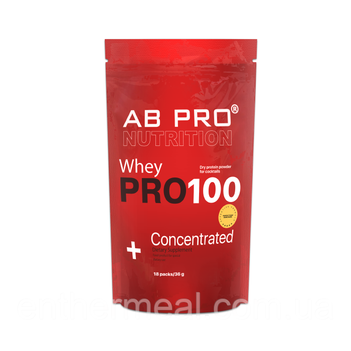 

Протеин AB PRO PRO 100 Whey Concentrated 18 порционных упаковок по 36 г Арахис-карамель