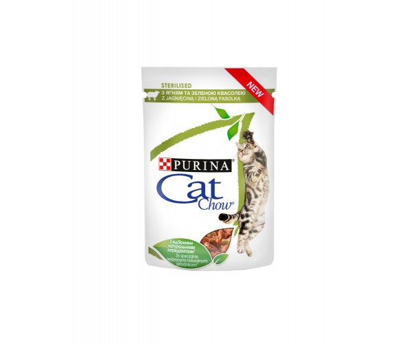 

Purina Cat Chow Sterilised с ягненком и зеленой фасолью в соусе 85 гр Упаковка (24 шт)