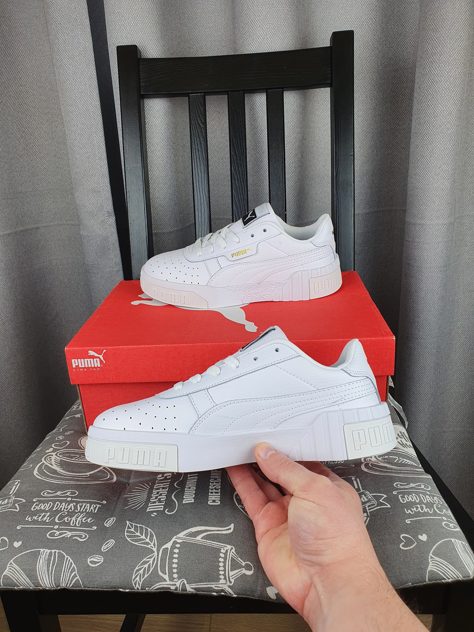 

Женские кроссовки Puma Cali Bold White белые Кроссы для девушек Пума Кали в белом цвете повседневные, Белый