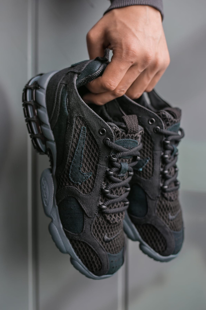 

Мужсие кроссовки Nike Air Zoom Spiridon Caged 2 x Stüssy Black Grey, Найк Аир Зум, код IN-754 45, Черный