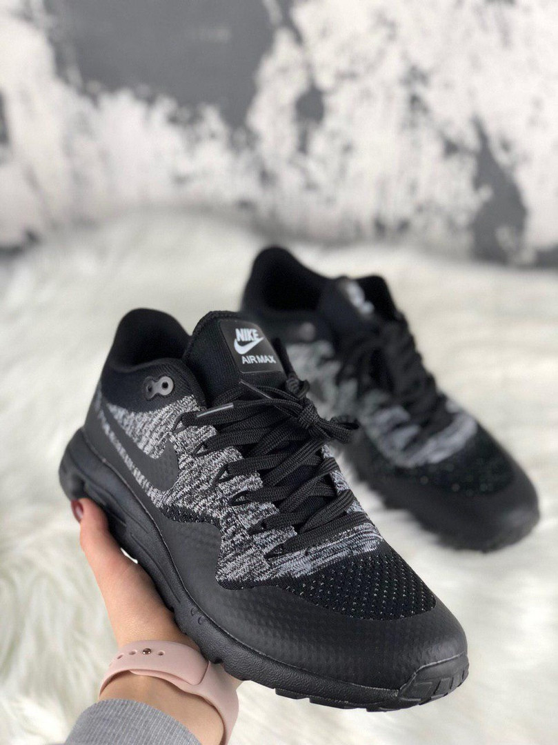 

Nike Air Max 87 Flyknit Black Grey (Черный), Чёрный