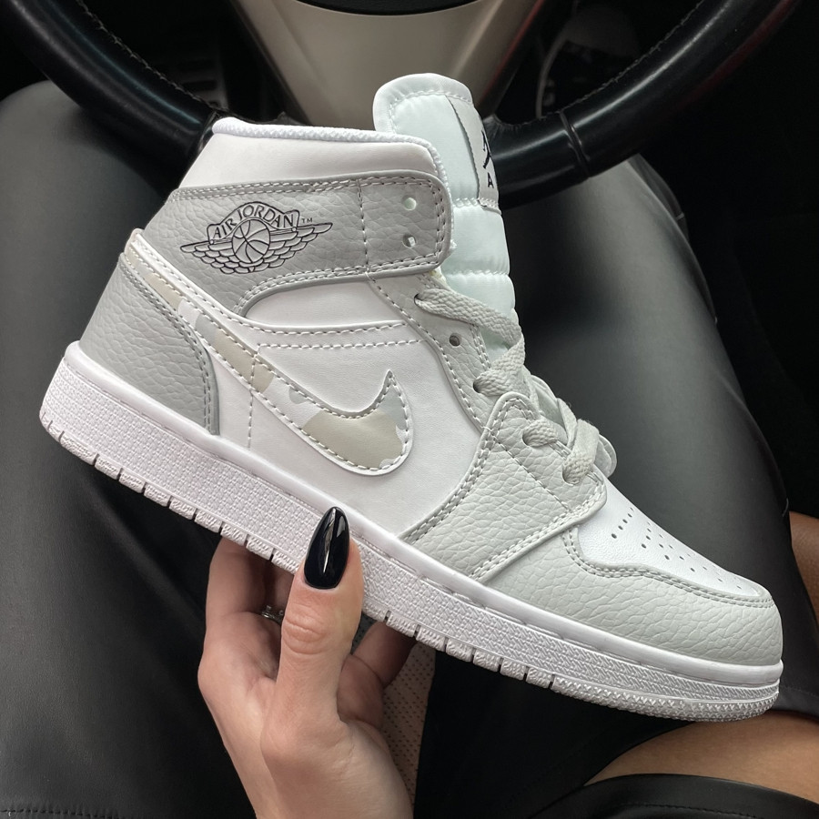 

Кроссовки женские Nike Air Jordan 1 Mid White Camo / Сникеры Найк Аир Джордан легкие; удобные;