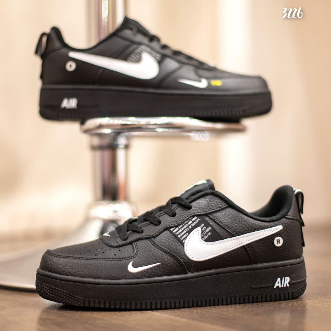 

Мужские Кроссовки Nike Air Force 1 Black White / Найк Аир Форс 1 Черные Белые 46, Черно-белый