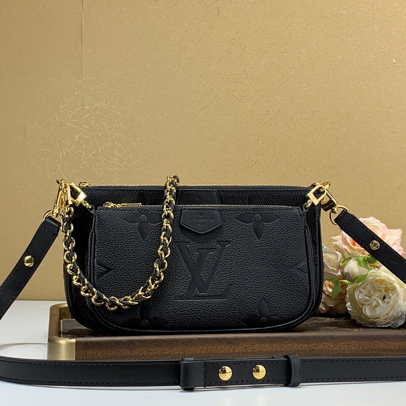 

Женская кожаная сумка Louis Vuitton Multi Pochette Accessoires черная, Черный
