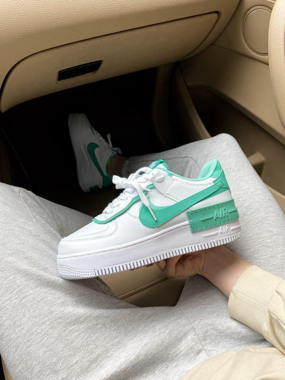 

Женские кроссовки Nike Air Force Shadow White Green / Найк Аир Форс Шадоу Белые Зеленые 38, Белый