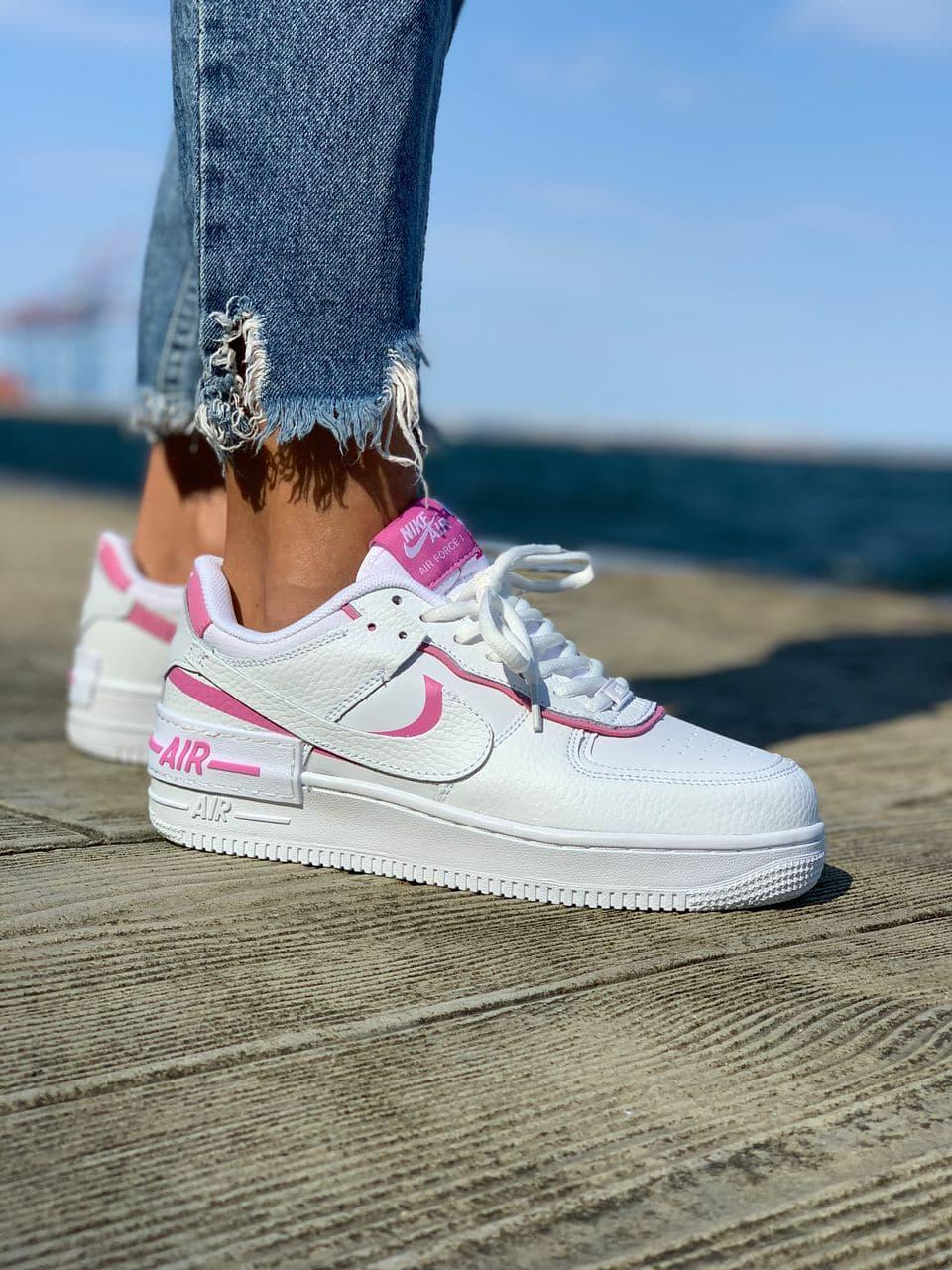 

Женские кроссовки Nike Air Force Shadow 1 White Pink / Найк Аир Форс Шадоу 1 Белые Розовые, Белый