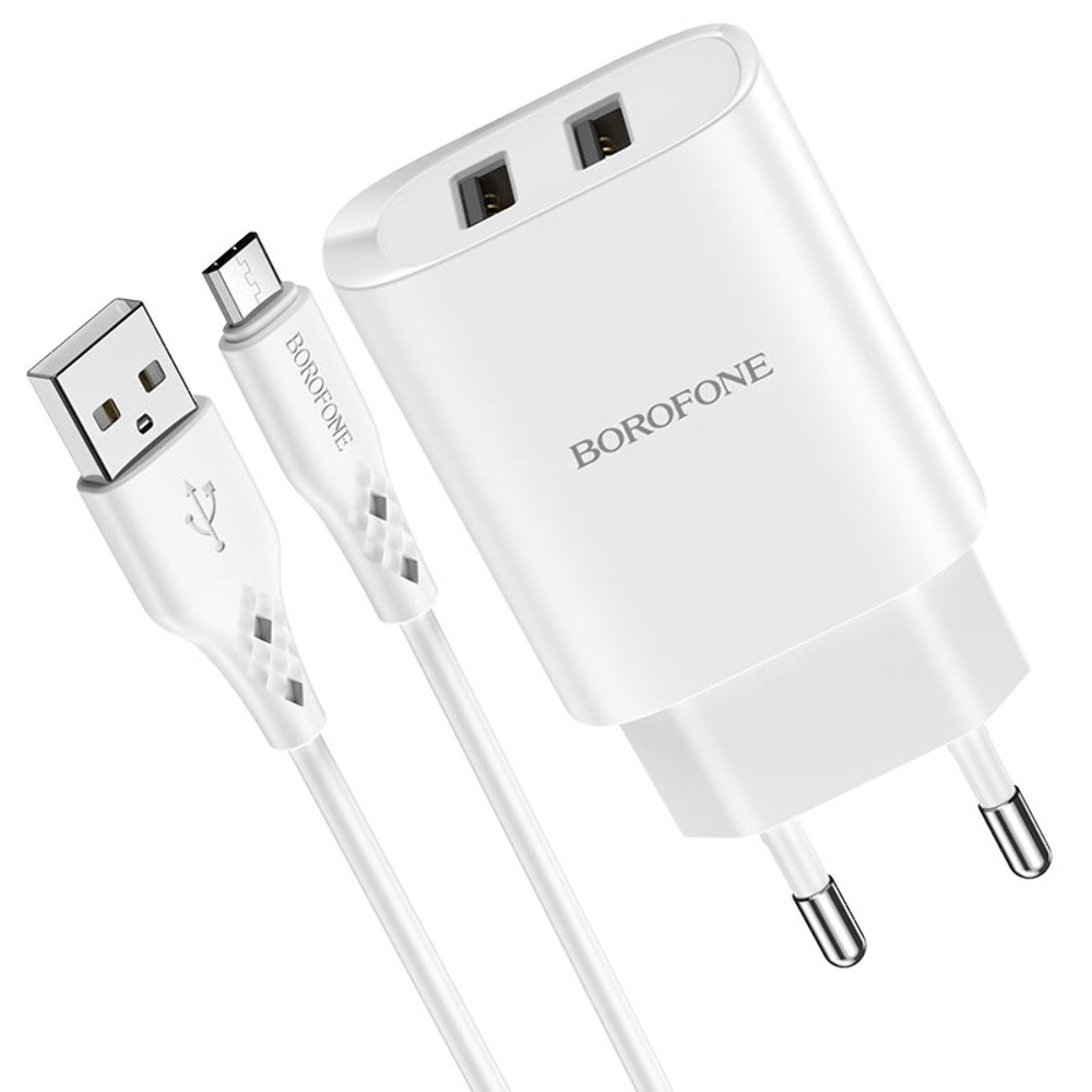 

Сетевое зарядное устройство Borofone BN2 2 USB 2.1A Micro белое